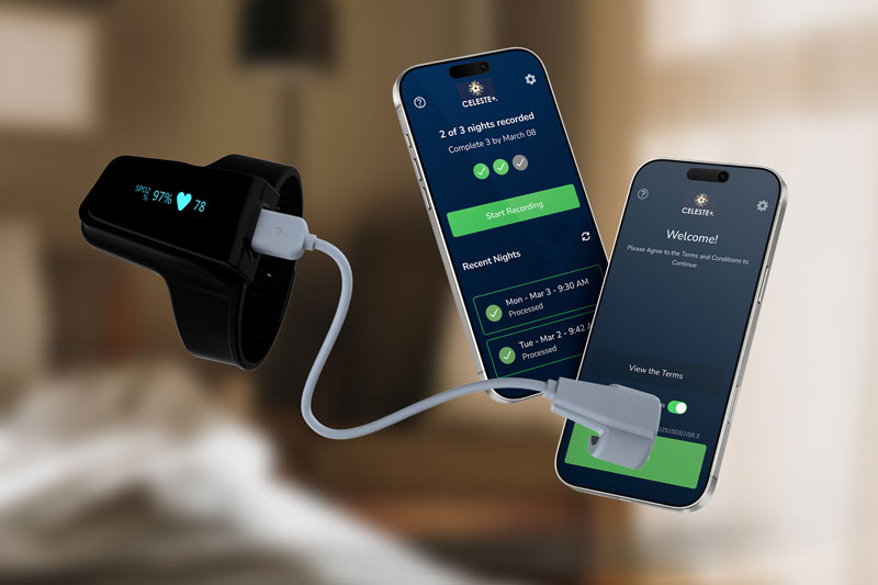 home sleep test device and mobile app mockup